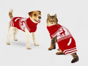 Case of (12) Wondershop Fair Isle Holiday Dog and Cat Sweaters, Small 