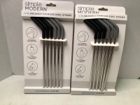Lot of (2) Pack Reusable Stainless Steel Straws, New