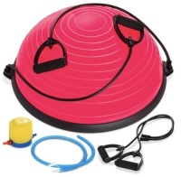Half Ball Balance Trainer Yoga Exercise Fitness Platform w/&nbsp;Resistance Bands, Pump - Pink, Appears New