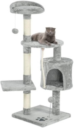Multi-Level Cat Tree Tower Condo w/ Scratching Posts, Gray. E-Commerce. Appears New.&nbsp;