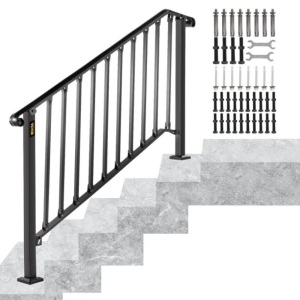 VEVOR Wrought Iron Handrail Picket #4 Fits 4 or 5 Steps Matte Black  