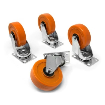 4-Inch 285-Pound Capacity Double Ball-Bearing Polyurethane Swivel Plate Caster (4-Pack)