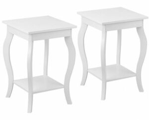 Set of 2 Accent Side Tables With Shelf 