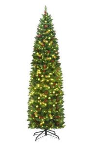 7.5 ft. Pre-Lit LED Pencil Artificial Christmas Tree with 350 Twinkling White Lights