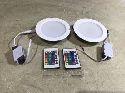 Lot of (2) LED Recessed Lights with Remotes 