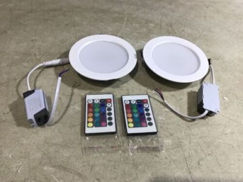 Lot of (2) LED Recessed Lights with Remotes&nbsp;