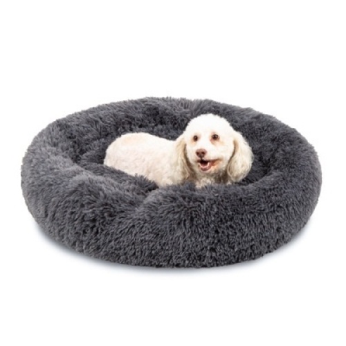 Self-Warming Shag Fur Calming Pet Bed w/ Water-Resistant Lining