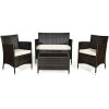 4-Piece Rattan Patio Conversation Set w/ Cushions