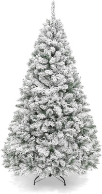 6ft Premium Snow Flocked Artificial Holiday Christmas Pine Tree for Home, Office, Party Decoration w/ 928 Branch Tips, Metal Hinges & Foldable Base