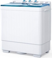 KUPPET Compact Twin Tub Portable Mini Washing Machine, 26lbs Capacity, Built-in Drain Pump/Semi-Automatic,&nbsp;White & Blue. Untested. Appears New.&nbsp;