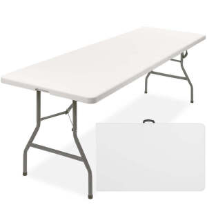 8ft Portable Folding Plastic Dining Table w/ Handle, Lock 