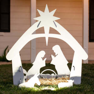 Christmas Nativity Scene Yard Decoration w/ Water Resistant PVC- 4ft 