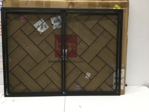 2-Panel Wrought Iron Geometric Fireplace Screen with Magnetic Doors,Apears New