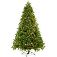Pre-Lit Realistic Douglas Fir Christmas Tree w/ 8 Light Sequences, Base