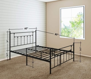 Victorian Queen Metal Bed Frame with Headboard and Footboard