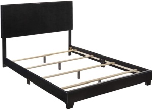 Crown Mark Erin Upholstered Panel Bed in Black, Full  