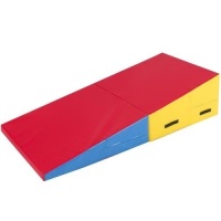 60x30x14in Folding Gymnastics Incline Mat, Blue/Red/Yellow. Appears New.&nbsp;
