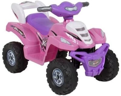 6V Kids Battery Powered Electric 4-Wheeler Quad ATV Toddler Ride-On Toy w/ Charger, Treaded Tires - Pink
