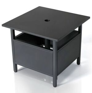 TOOCA Black Patio Square Side Table with Umbrella Hole