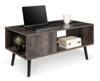 Wooden Mid-Century Modern Coffee Accent Table w/ Open Storage Shelf, Appears New