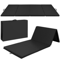 Folding Exercise Fitness Workout Gym Floor Mat w/ Handles, Black. Appears New.&nbsp;