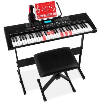 61-Key Beginners Electronic Keyboard Piano Set For Teenagers & Adults, Black. Appears New. 