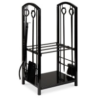 5-Piece Firewood Log Rack Holder Tools Set w/ Hook, Broom, Shovel, Tongs. Appears New.&nbsp;