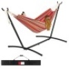 2-Person Brazilian-Style Double Hammock w/ Carrying Bag and Steel Stand, Red. Appears New.&nbsp;