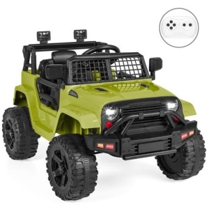 12V Kids Ride-On Truck Car w/ Parent Remote Control, Spring Suspension, Green. Appears New. 