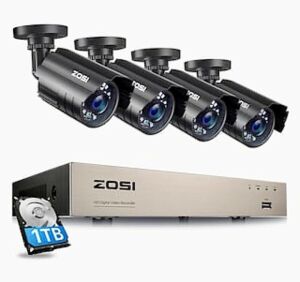 ZOSI 8FN-211B4-10-US 1080p DVR 8 Channel 4 Camera 1TB Surveillance System