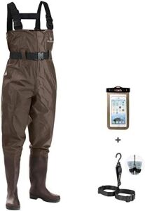 Lot of (2) FISHINGSIR Fishing Chest Waders with Boots and Wading Belt, Size 6 