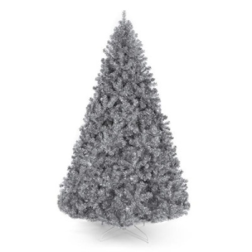 Silver 6 Foot Tall Artificial Tinsel Christmas Tree w/ Foldable Stand, Silver. Appears New.&nbsp;&nbsp;