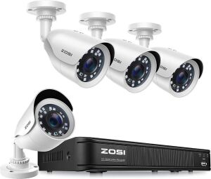 ZOSI H.265+ Full 1080p Home Security Camera System Outdoor Indoor with 4 Bullet Cameras