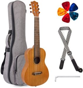 Kmise 31" Guitarlele Mini Travel Guitar Ukulele Mahogany with Gig Bag Tuner Picks Strap