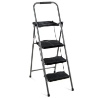 3-Step Folding Steel Ladder w/ Utility Tray, Hand Grip, 330lb Capacity, Black. Appears New w/ Minor Cosmetic Damage.&nbsp;