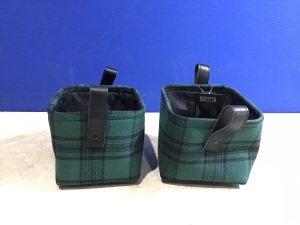 Lot of (2) Plaid Fabric Storage Baskets 