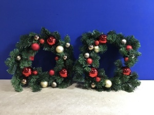 Lot of (2) 22" Holiday Wreaths 