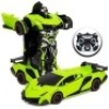 1:16 Scale Transforming RC Remote Control Robot/Drifting Race Car Toy w/ LED Lights - Green. Appears New.&nbsp;