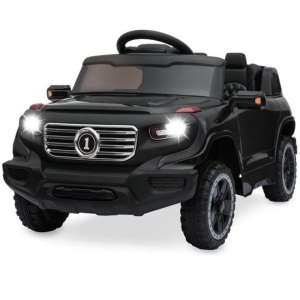 6V Kids Ride-On Car Truck Toy w/ RC Parent Control, 3 Speeds, Lights, Horn, Black. Appears New. 