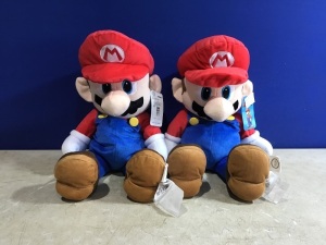 Lot of (2) 22" Nintendo Super Mario Throw Pillow with Secret Pocket 