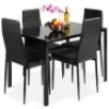 5-Piece Dining Table Set w/ Glass Top, Leather Chairs. Appears New.&nbsp;