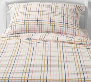 Plaid Print Cotton Sheet Set, Full