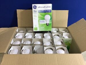 Case of (12) General Electric 75w 4pk Energy Efficient Halogen Light Bulb Soft White - 1 Bulb Missing 