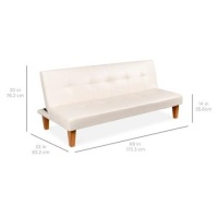 Convertible Lounge Futon Sofa Bed w/ Adjustable Back, Tufted Design, White. Appears New.&nbsp;