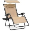 Oversized Zero Gravity Chair w/ Folding Canopy Shade, Cup Holder, Tan. Appears New. 
