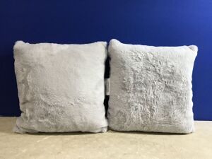 Case of (2) Faux Rabbit Fur Throw Pillow 18" x 18" 