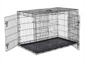 8 x 30 x 32.5 Double Door Folding Metal Dog or Pet Crate Kennel w/ Tray.  Appears New. 