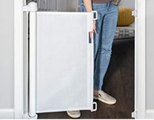 YOOFOR Retractable Baby Gate, Extra Wide Safety Kids or Pets Gate (Color May Vary from Pictured). Appears New.&nbsp;