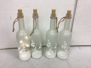 Lot of (4) Light Up Decor Bottles, New