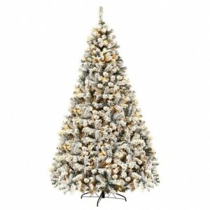 9' Pre-Lit Premium Snow Flocked Hinged Artificial Christmas Tree